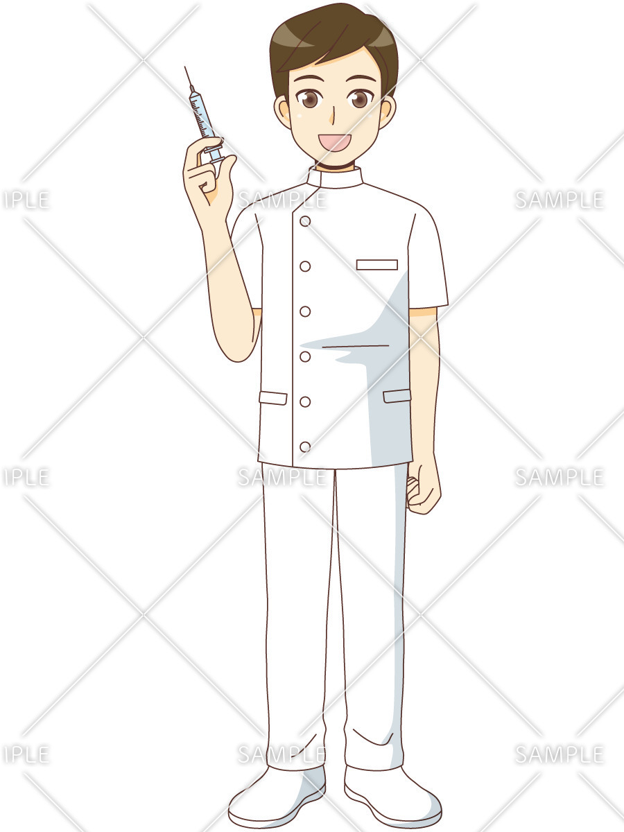 注射器を持つ男性看護師（看護師/医療・病気）のイラスト
