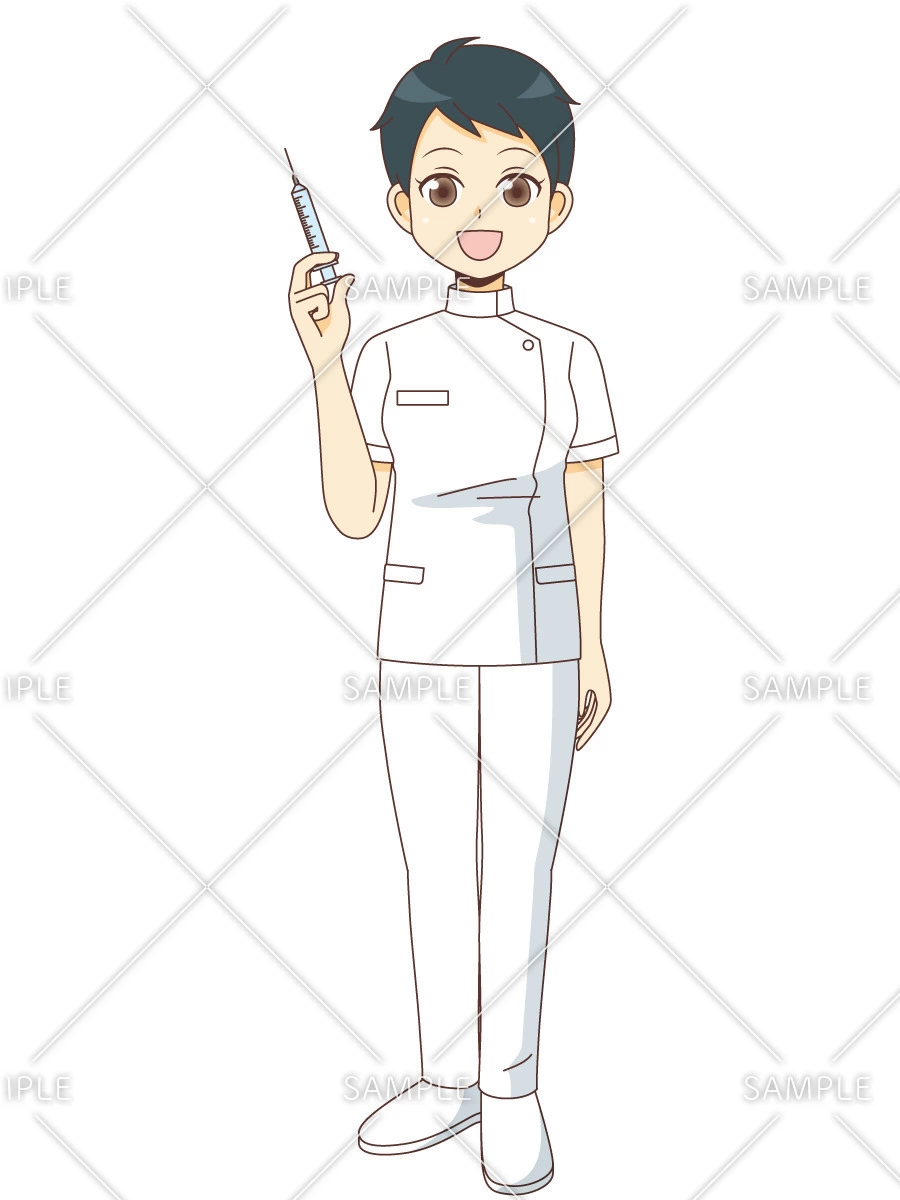 注射器を持つ女性看護師（看護師/医療・病気）のイラスト