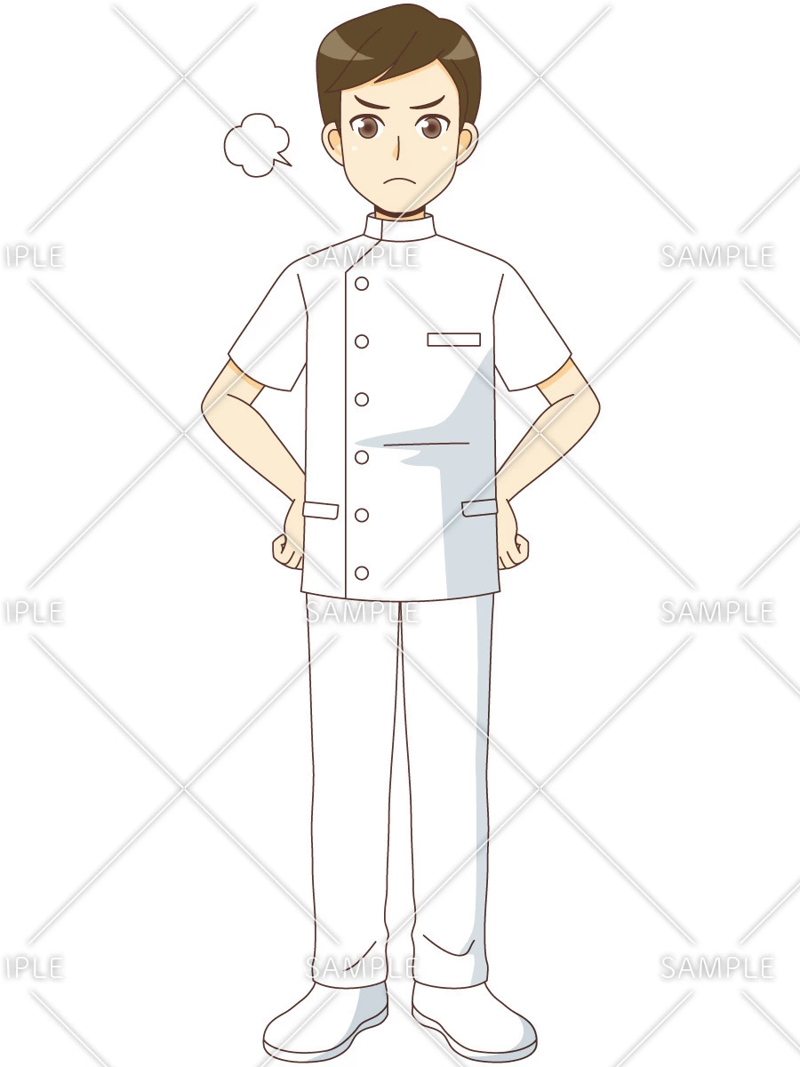怒っている男性看護師（看護師/医療・病気）のイラスト