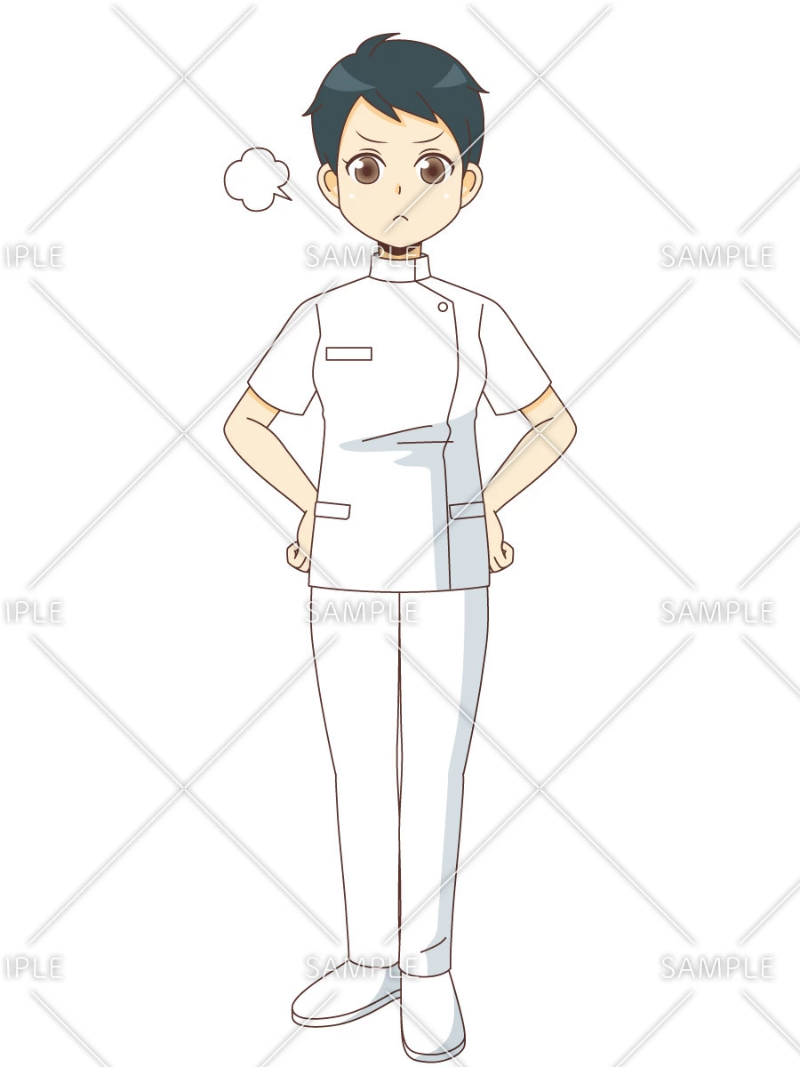 怒っている女性看護師（看護師/医療・病気）のイラスト