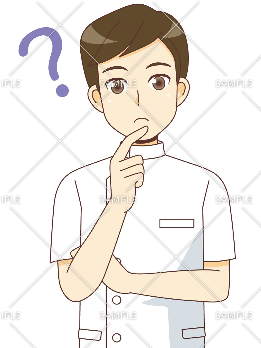 疑問を持つ男性看護師（看護師/医療・病気）のイラスト