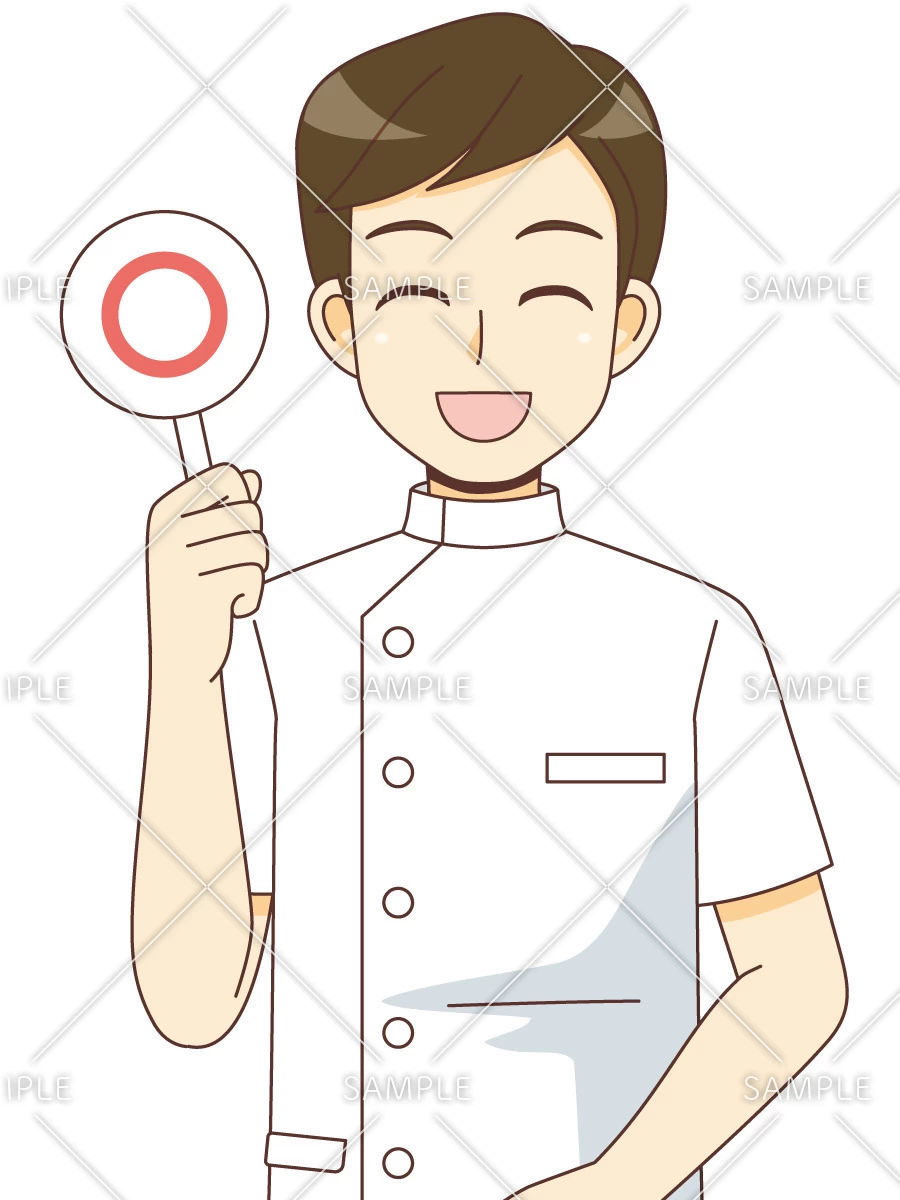 〇のパネルを持った男性看護師（看護師/医療・病気）のイラスト