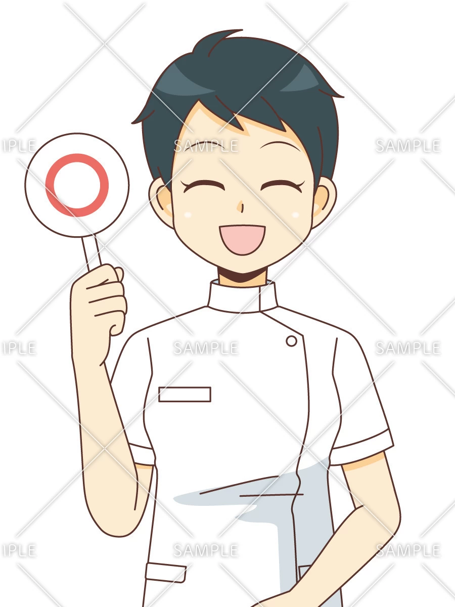 〇のパネルを持った女性看護師（看護師/医療・病気）のイラスト