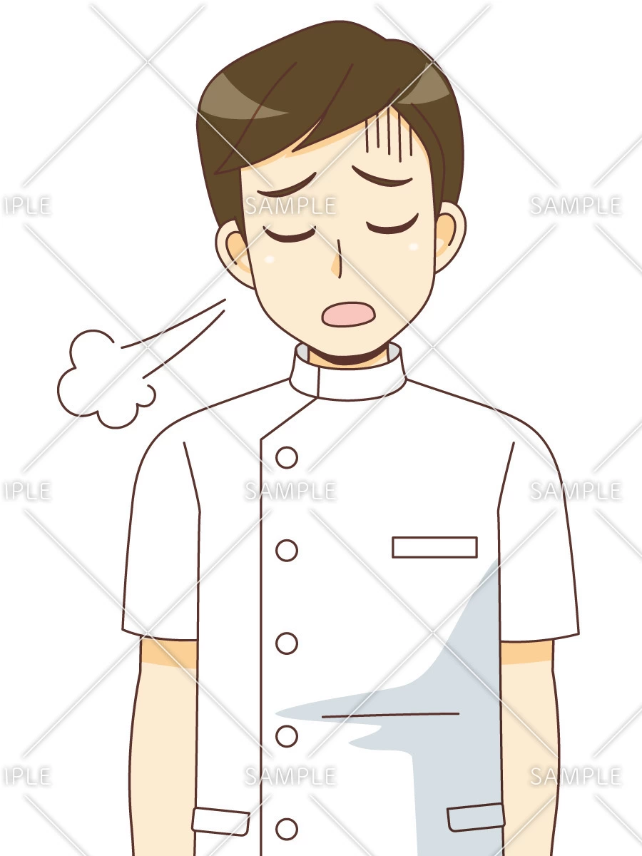 疲れている男性看護師（看護師/医療・病気）のイラスト