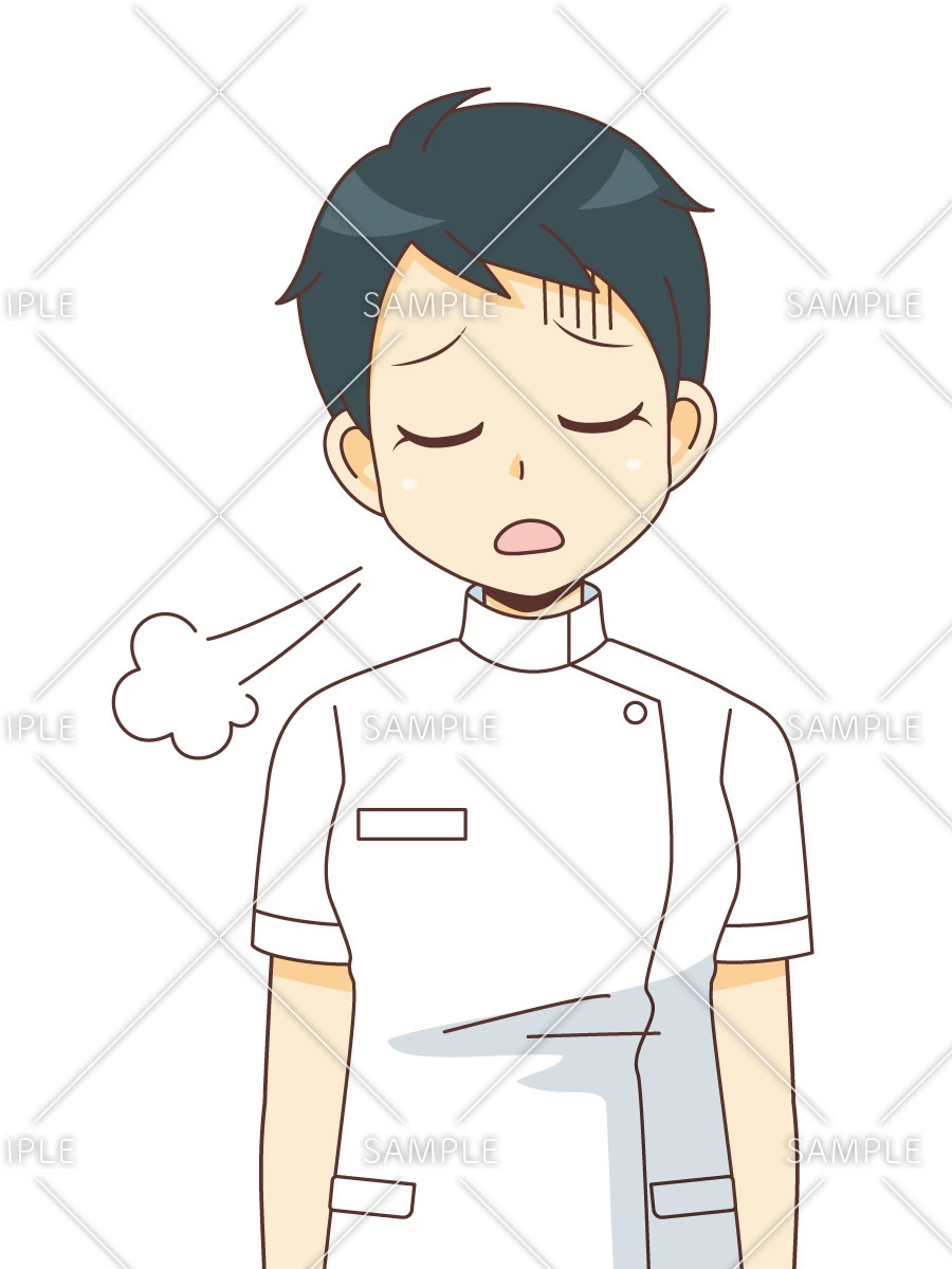 疲れている女性看護師（看護師/医療・病気）のイラスト