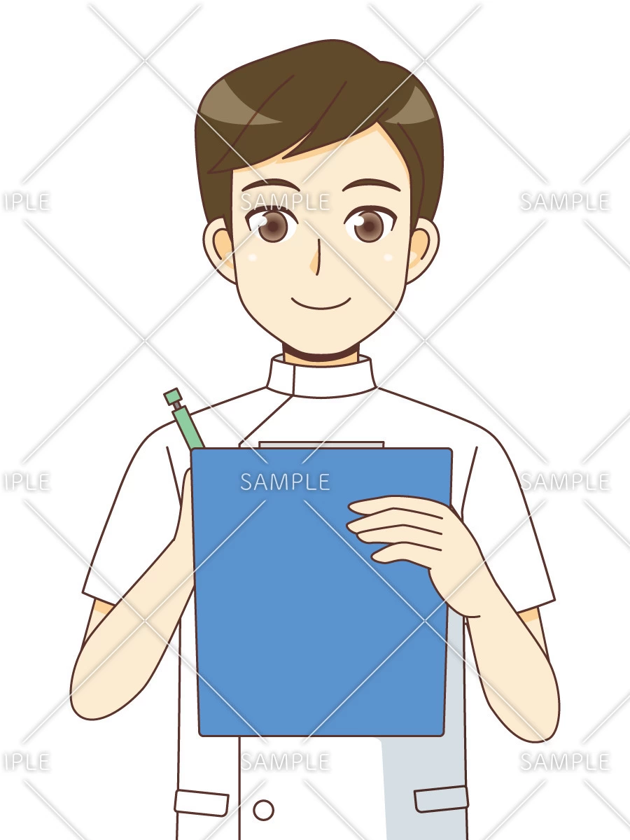 記録する男性看護師（看護師/医療・病気）のイラスト
