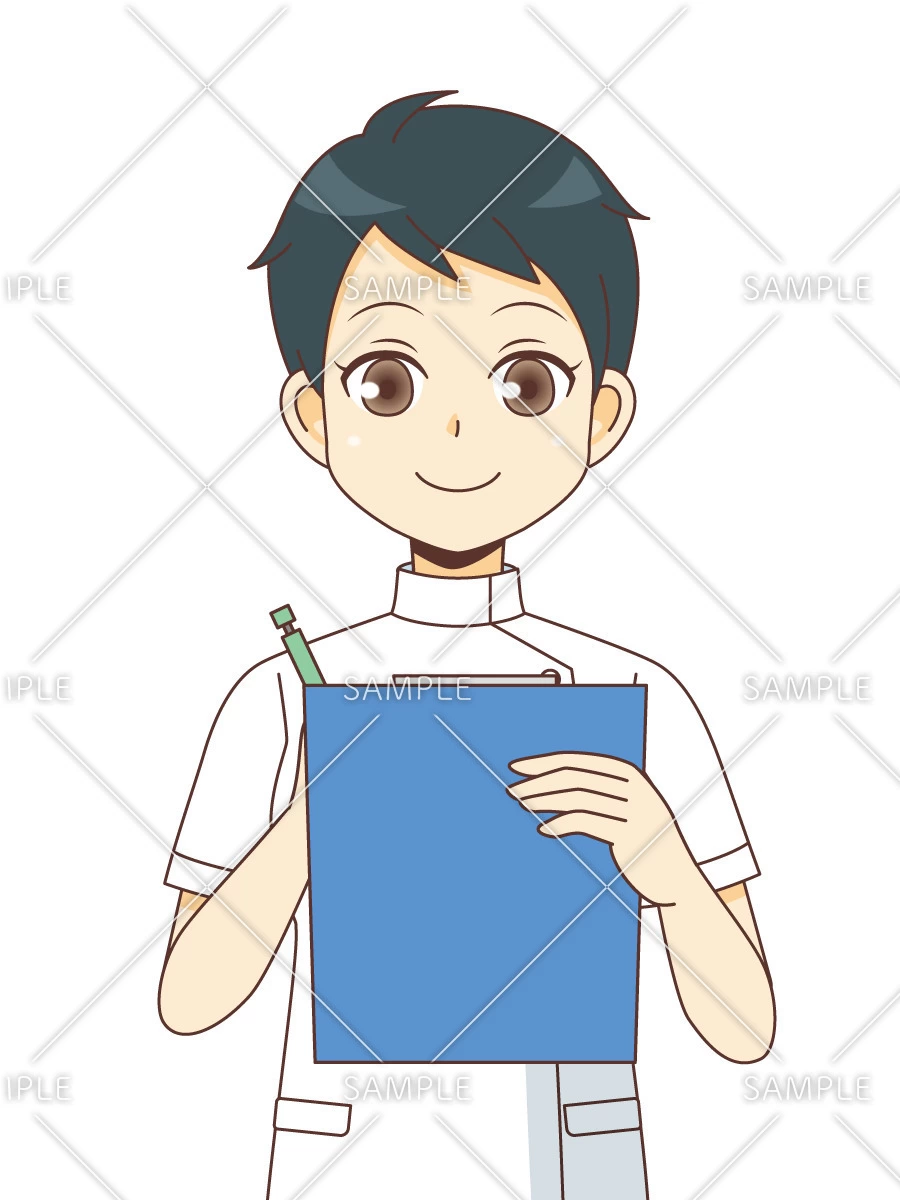 記録する女性看護師（看護師/医療・病気）のイラスト