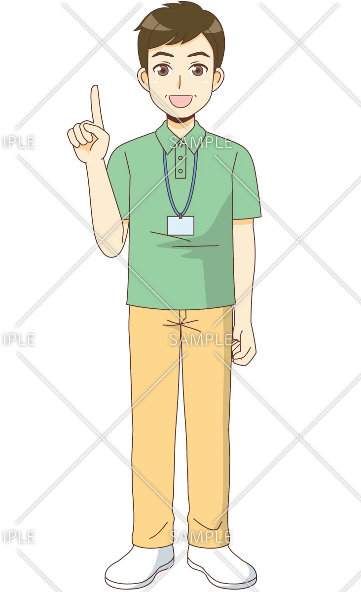 説明する男性ケアマネジャー（ケアマネジャー・社会福祉士/介護現場の人物）のイラスト