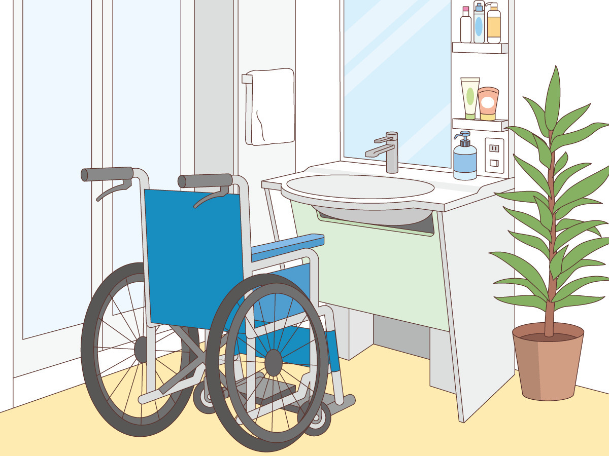 車椅子対応の洗面台 バリアフリー 福祉用具 の無料イラスト 介護アンテナ