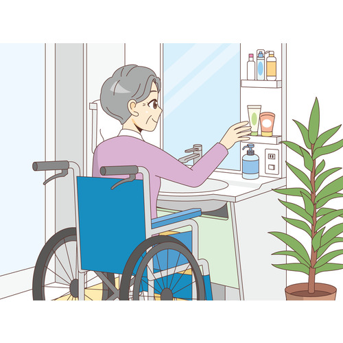 スロープを歩く女性高齢者 バリアフリー 福祉用具 の無料イラスト 介護アンテナ