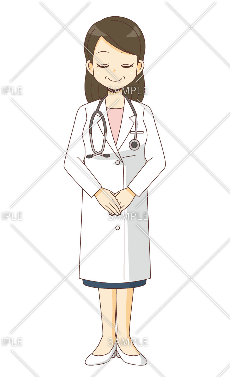 おじぎをする女性医師（医者/医療・病気）のイラスト