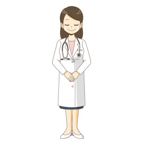 おじぎをする女性医師（医者/医療・病気）のイラスト