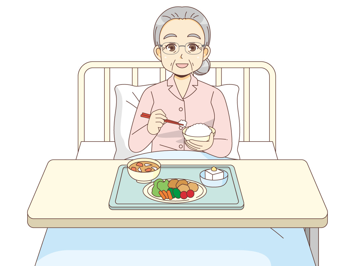 入院中に食事を摂る女性高齢者 病院 入院 退院 医療 病気 の無料イラスト 介護アンテナ