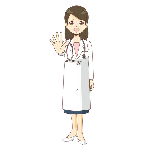 ドクターストップをかける女性医師（医者/医療・病気）のイラスト