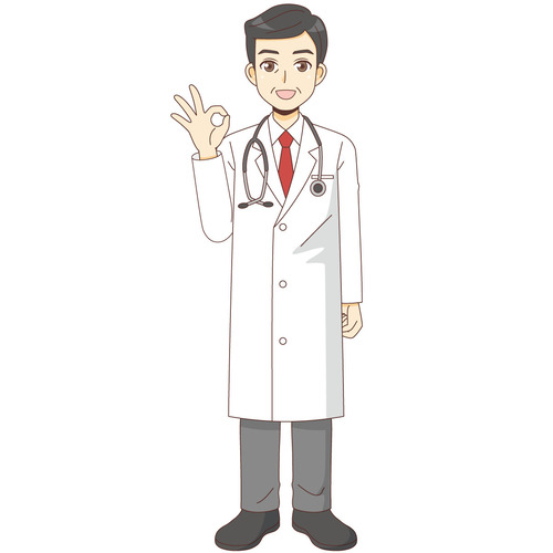 OKサインを出す男性医師（医者/医療・病気）のイラスト