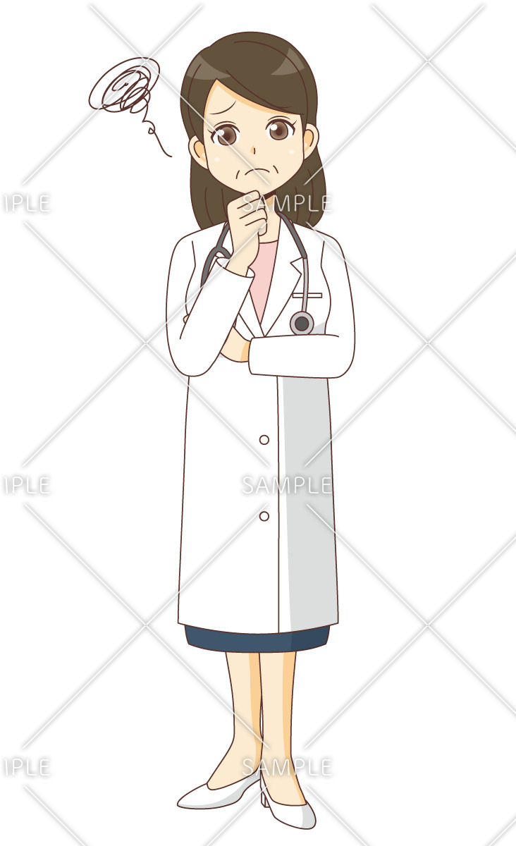 困っている女性医師（医者/医療・病気）のイラスト
