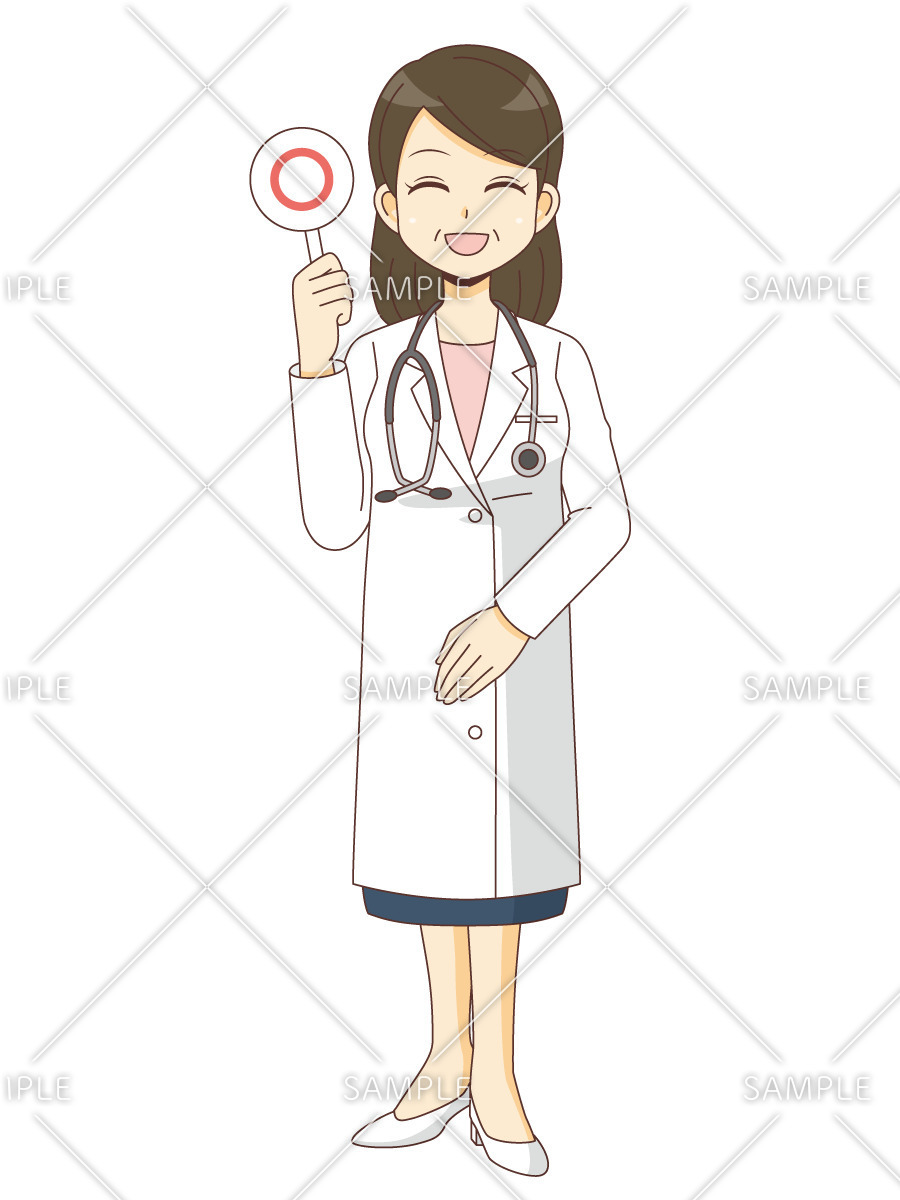 〇のサインを出す女性医師（医者/医療・病気）のイラスト