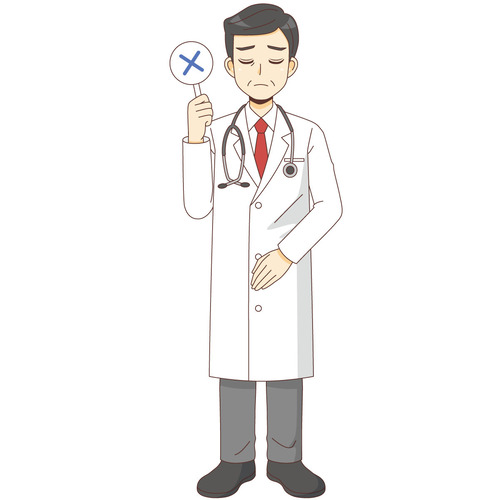 ×のサインを出す男性医師（医者/医療・病気）のイラスト