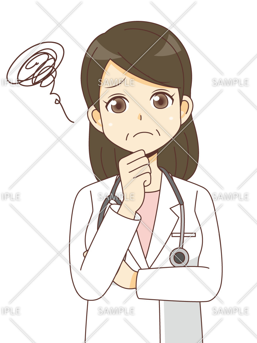 困っている女性医師（医者/医療・病気）のイラスト