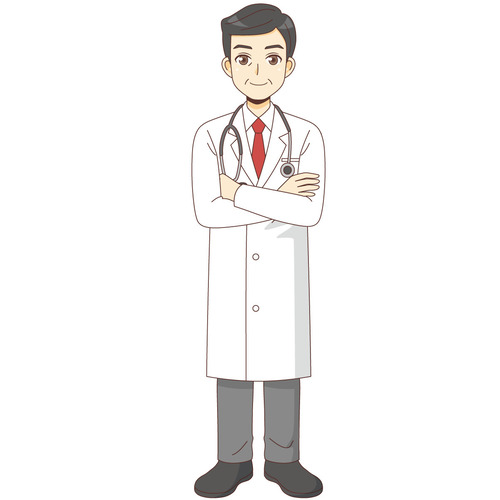 腕を組む男性医師（医者/医療・病気）のイラスト