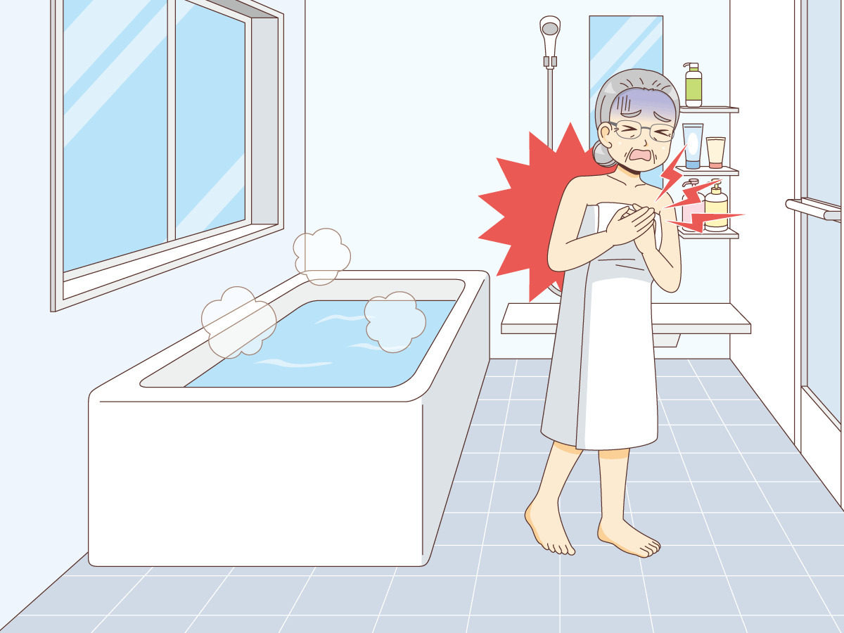 ヒートショックを起こした女性高齢者 その他高齢者の病気 怪我 事故 医療 病気 の無料イラスト 介護アンテナ