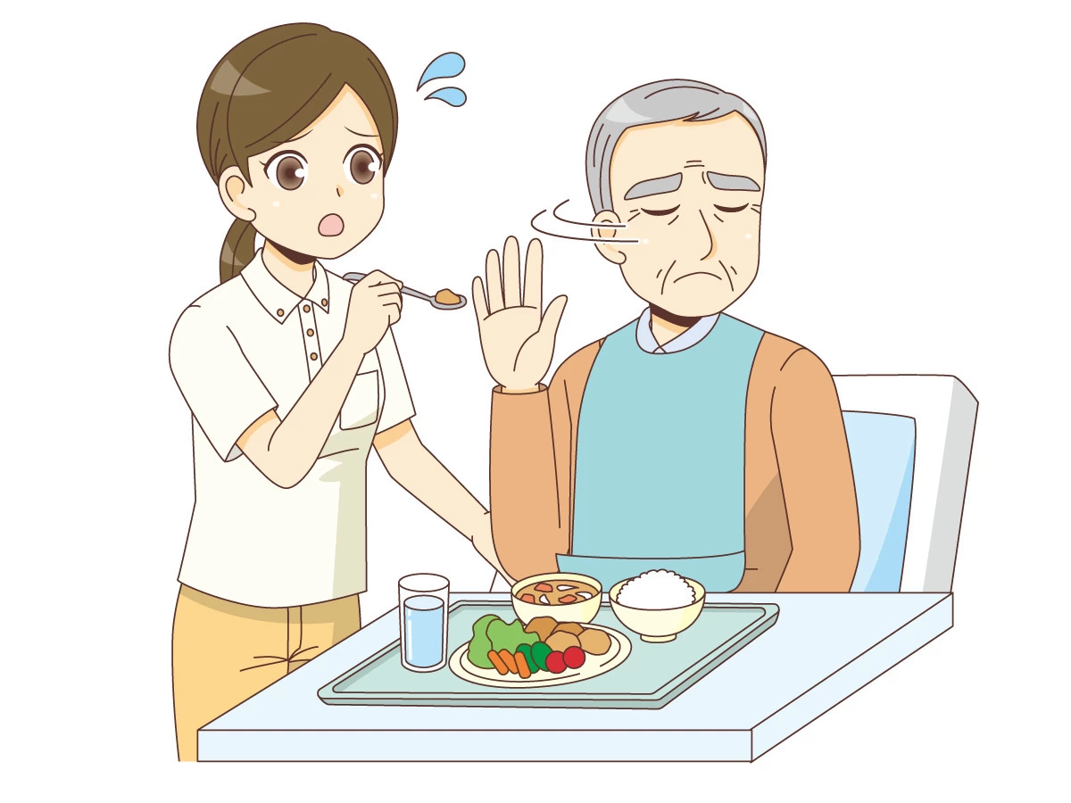 食事拒否する男性高齢者（高齢者/介護現場の人物）の無料 ...