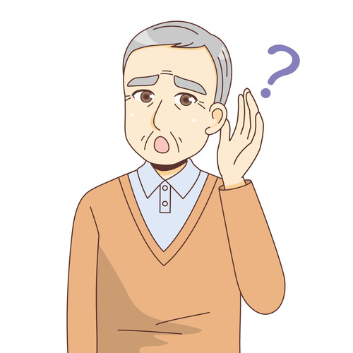 耳が遠い男性高齢者（高齢者/介護現場の人物）のイラスト