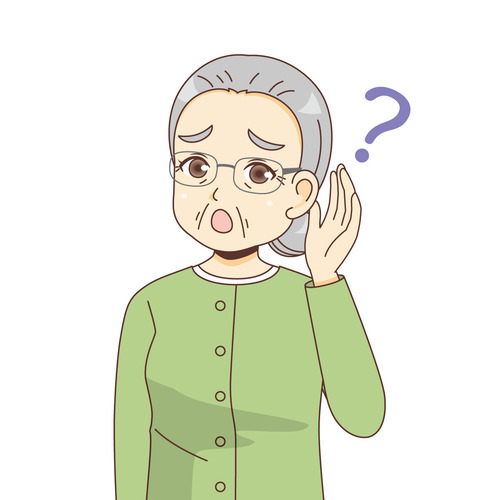 耳が遠い女性高齢者（高齢者/介護現場の人物）のイラスト