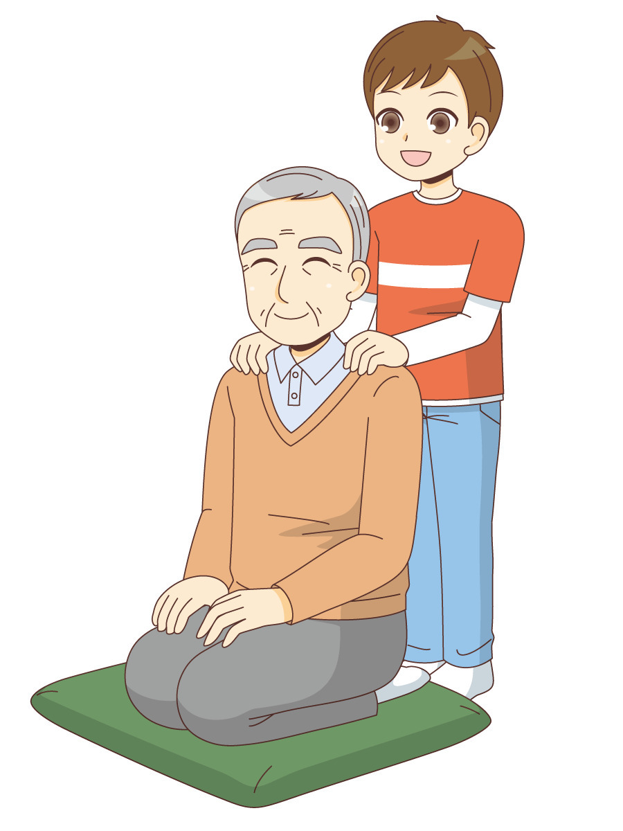 祖父の肩を揉む孫 その他一般 装飾 季節 行事 の無料イラスト 介護アンテナ