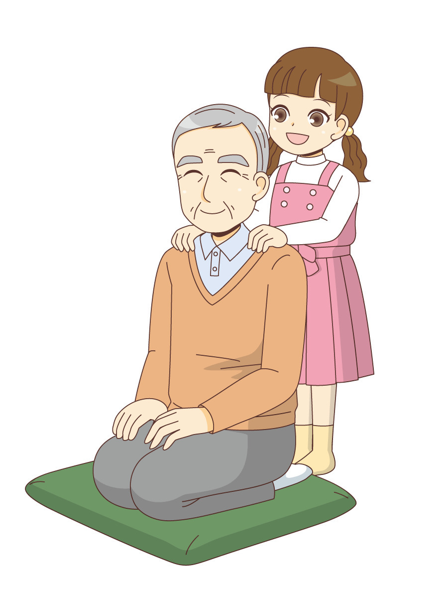 祖父の肩を揉む孫 その他一般 装飾 季節 行事 の無料イラスト 介護アンテナ 祖父の肩を揉む孫 その他一般 装飾 季節 行事 の無料イラスト 介護アンテナ