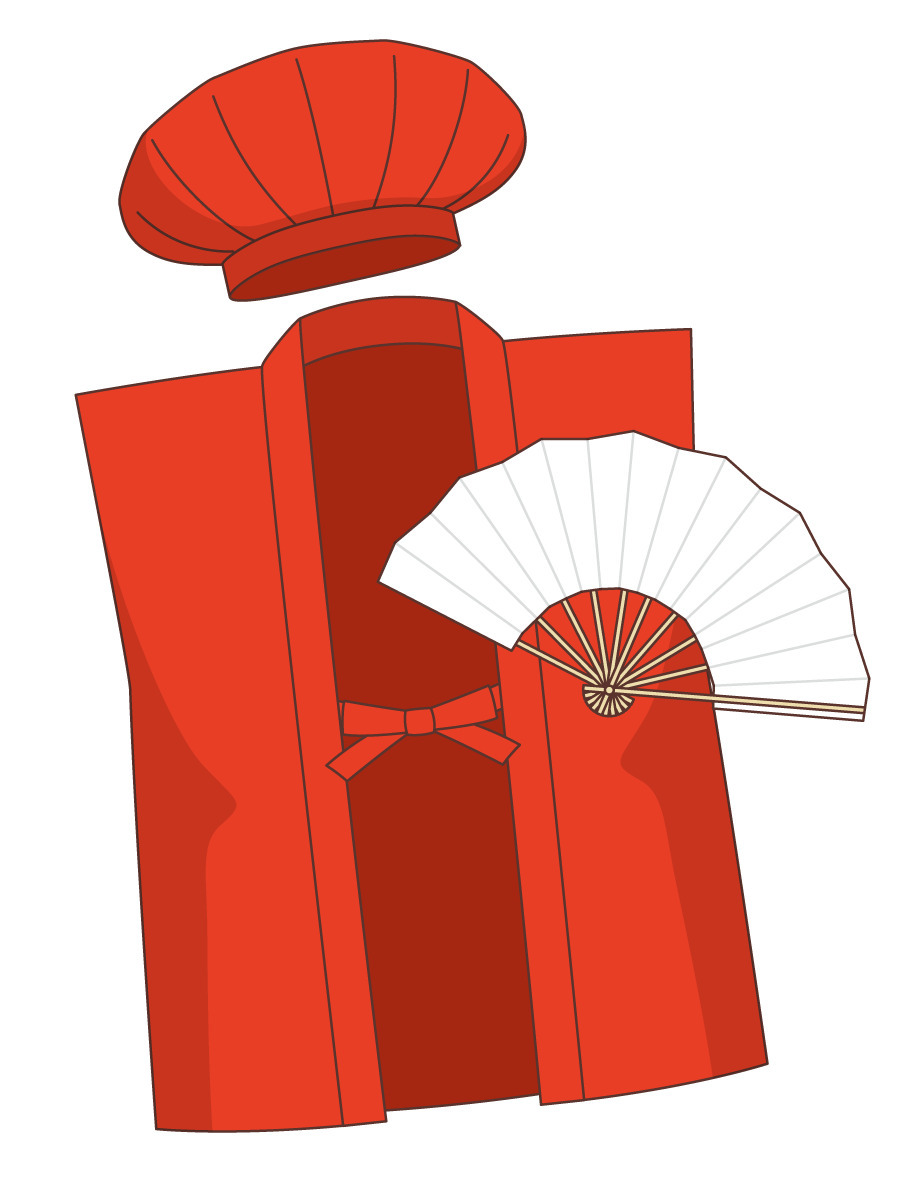 還暦祝いの赤いちゃんちゃんこと帽子と扇子（季節・行事/その他一般・装飾）の無料イラスト | 介護アンテナ