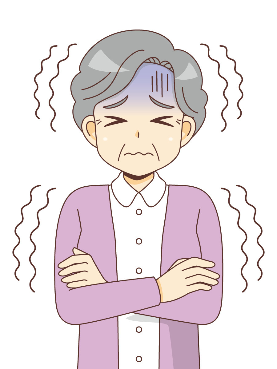 寒さで震える女性高齢者 その他高齢者の病気 医療 病気 の無料イラスト 介護アンテナ