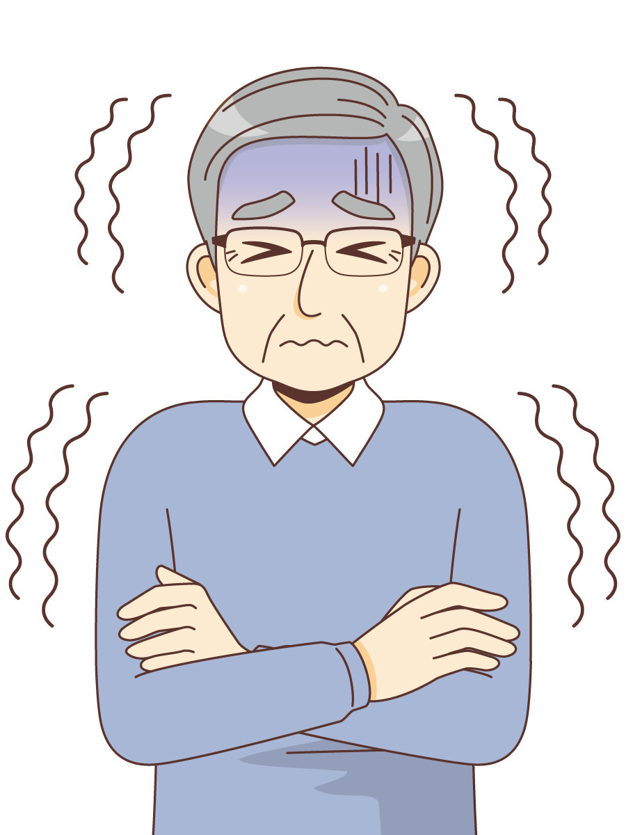 寒さで震える男性高齢者 その他高齢者の病気 医療 病気 の無料イラスト 介護アンテナ