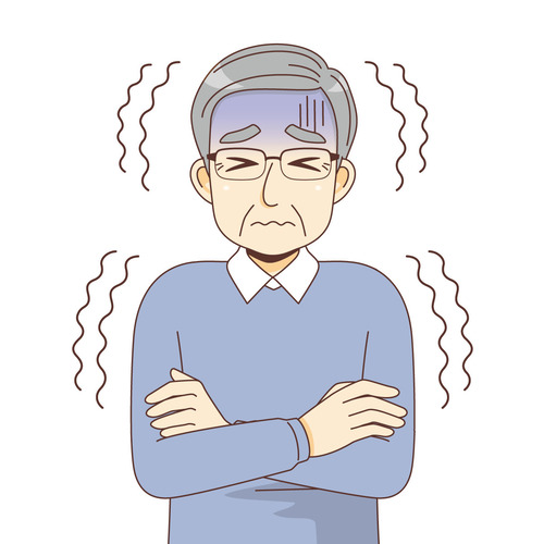 寒さで震える男性高齢者（その他高齢者の病気/医療・病気）のイラスト