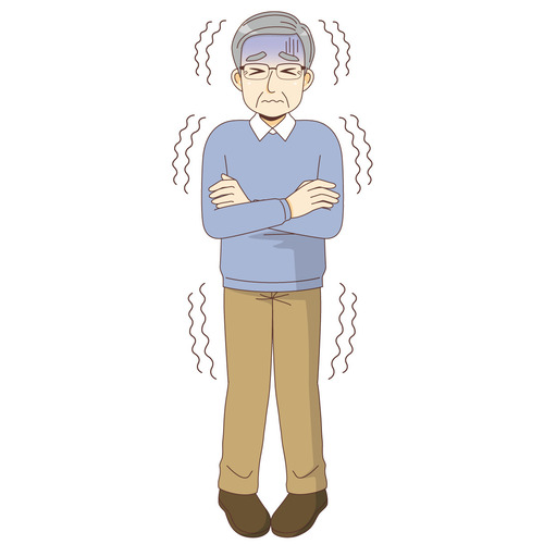 寒さで震える男性高齢者（その他高齢者の病気/医療・病気）のイラスト