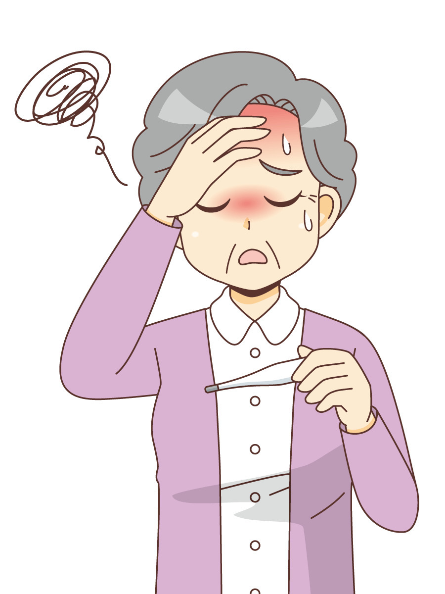 発熱している女性高齢者 その他高齢者の病気 医療 病気 の無料イラスト 介護アンテナ