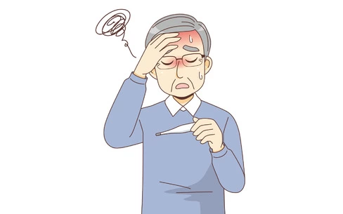 発熱している男性高齢者