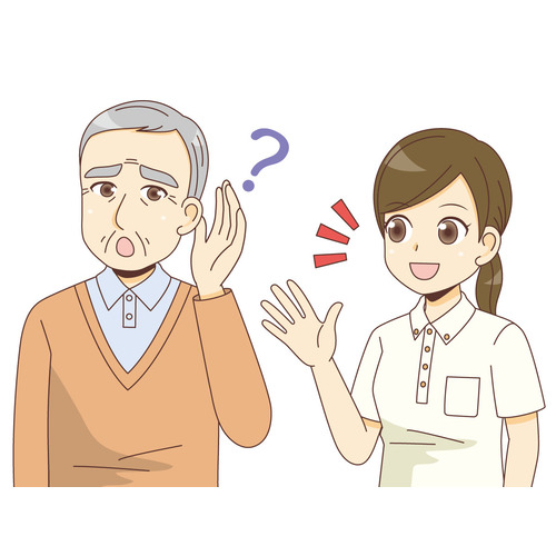 聞こえづらい男性高齢者（その他高齢者の病気/医療・病気）のイラスト