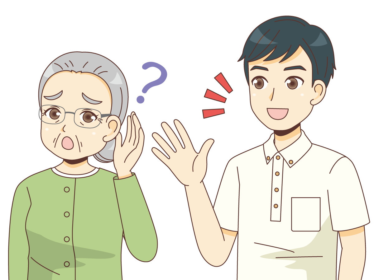 聞こえづらい女性高齢者 その他高齢者の病気 医療 病気 の無料イラスト 介護アンテナ