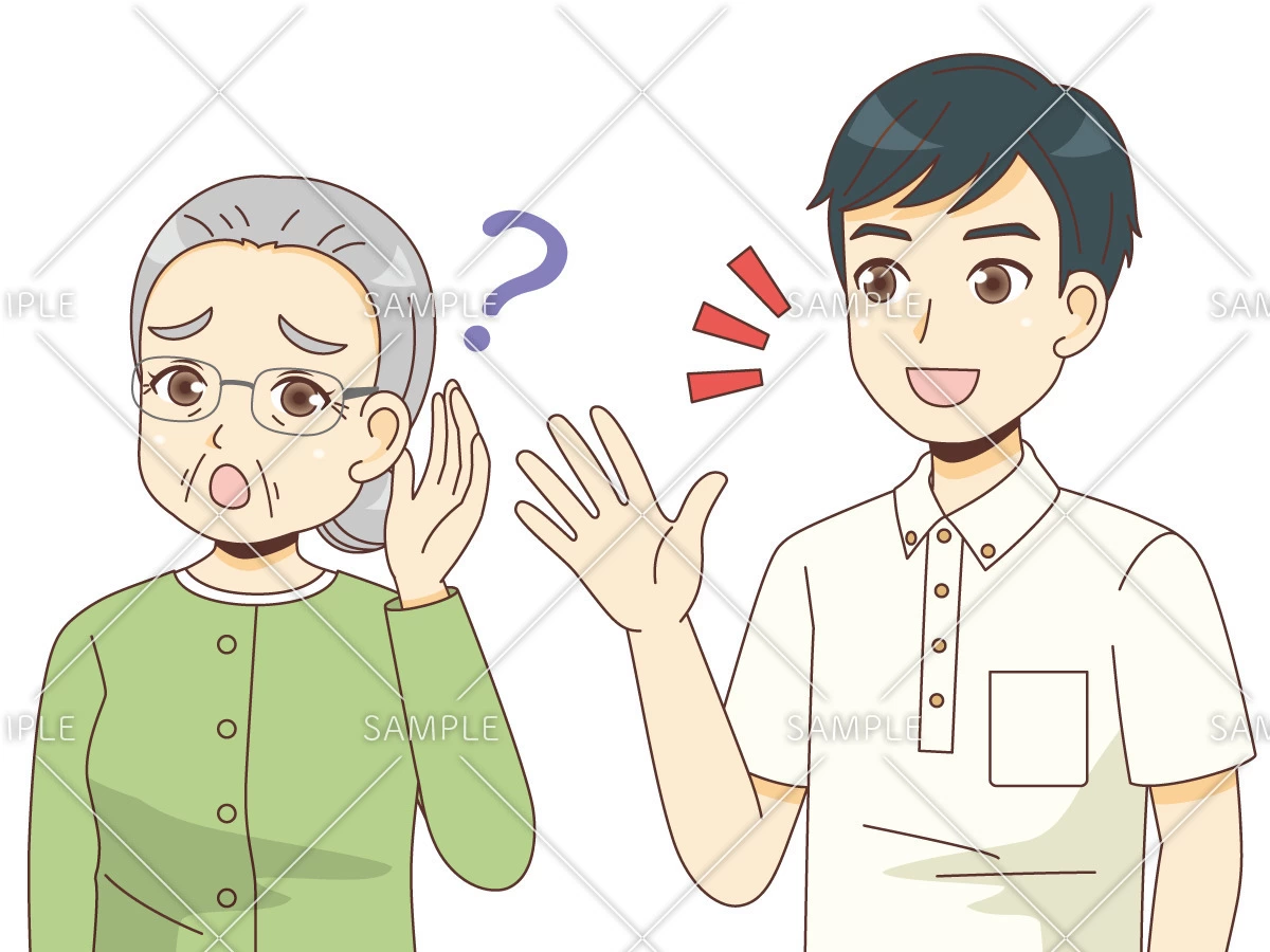 聞こえづらい女性高齢者（その他高齢者の病気/医療・病気）のイラスト