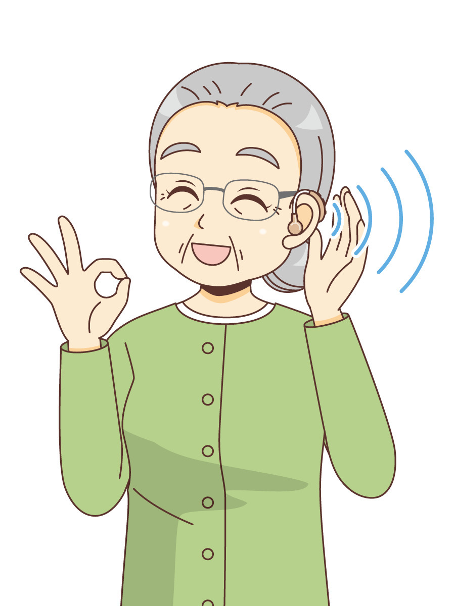 補聴器をつけた女性高齢者 その他高齢者の病気 医療 病気 の無料イラスト 介護アンテナ