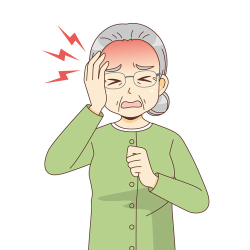 頭が痛い女性高齢者（その他高齢者の病気/医療・病気）のイラスト