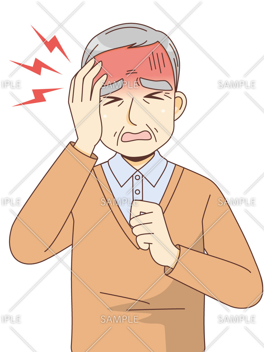 頭が痛い男性高齢者（その他高齢者の病気/医療・病気）のイラスト