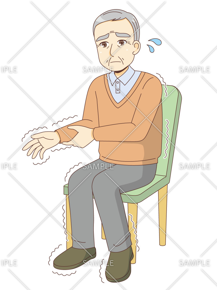 手足が震える男性高齢者（その他高齢者の病気/医療・病気）のイラスト