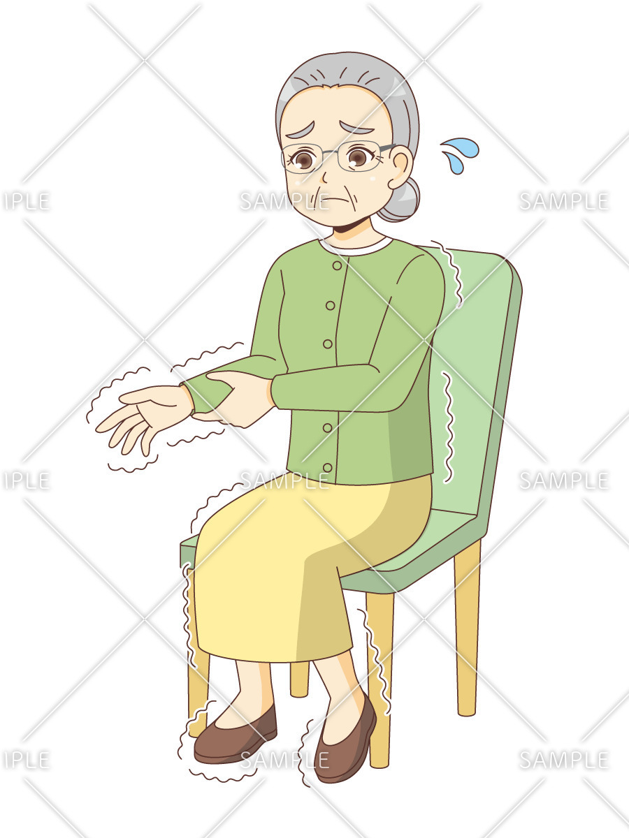 手足が震える女性高齢者（その他高齢者の病気/医療・病気）のイラスト
