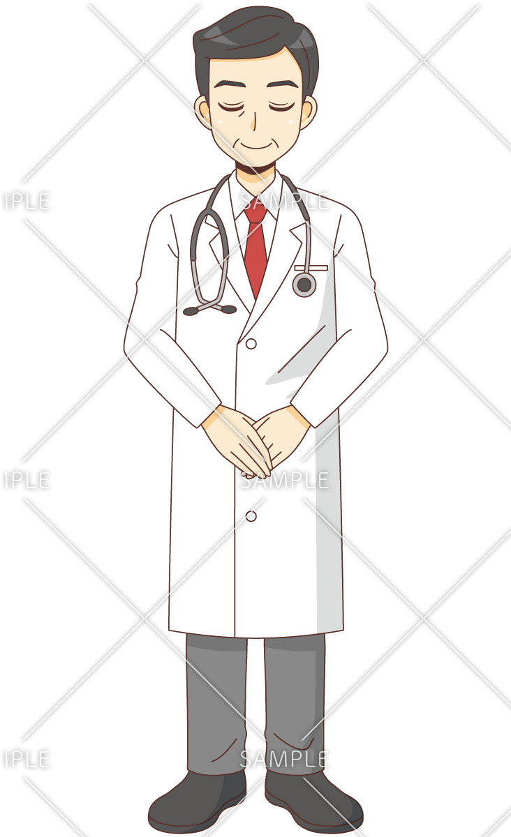 おじぎをする男性医師（医者/医療・病気）のイラスト