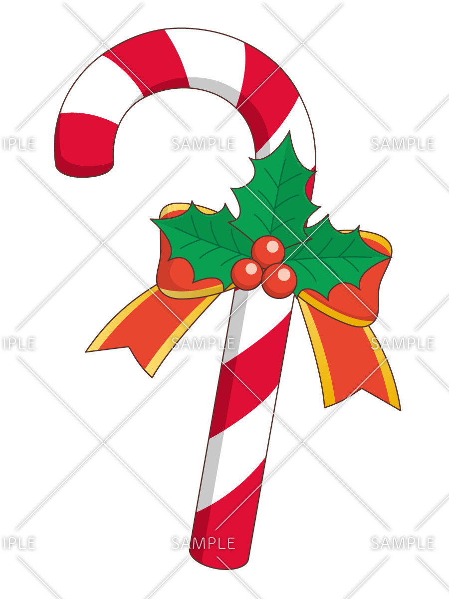 杖のかたちのクリスマスキャンデー（季節・行事/その他一般・装飾）のイラスト