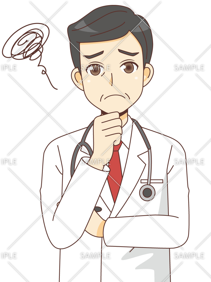 困っている男性医師（医者/医療・病気）のイラスト