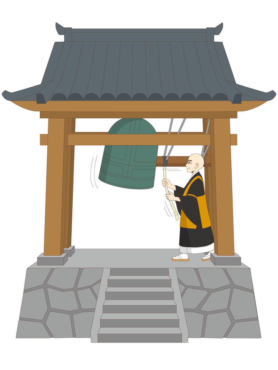 除夜の鐘を鳴らすお坊さん 季節 行事 その他一般 装飾 の無料イラスト 介護アンテナ