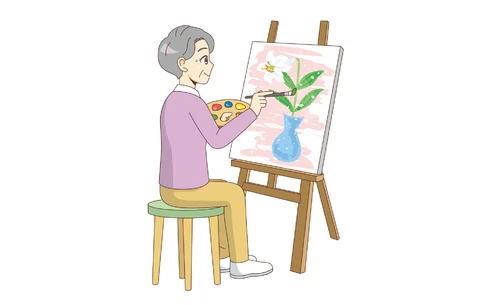 絵を描く女性高齢者